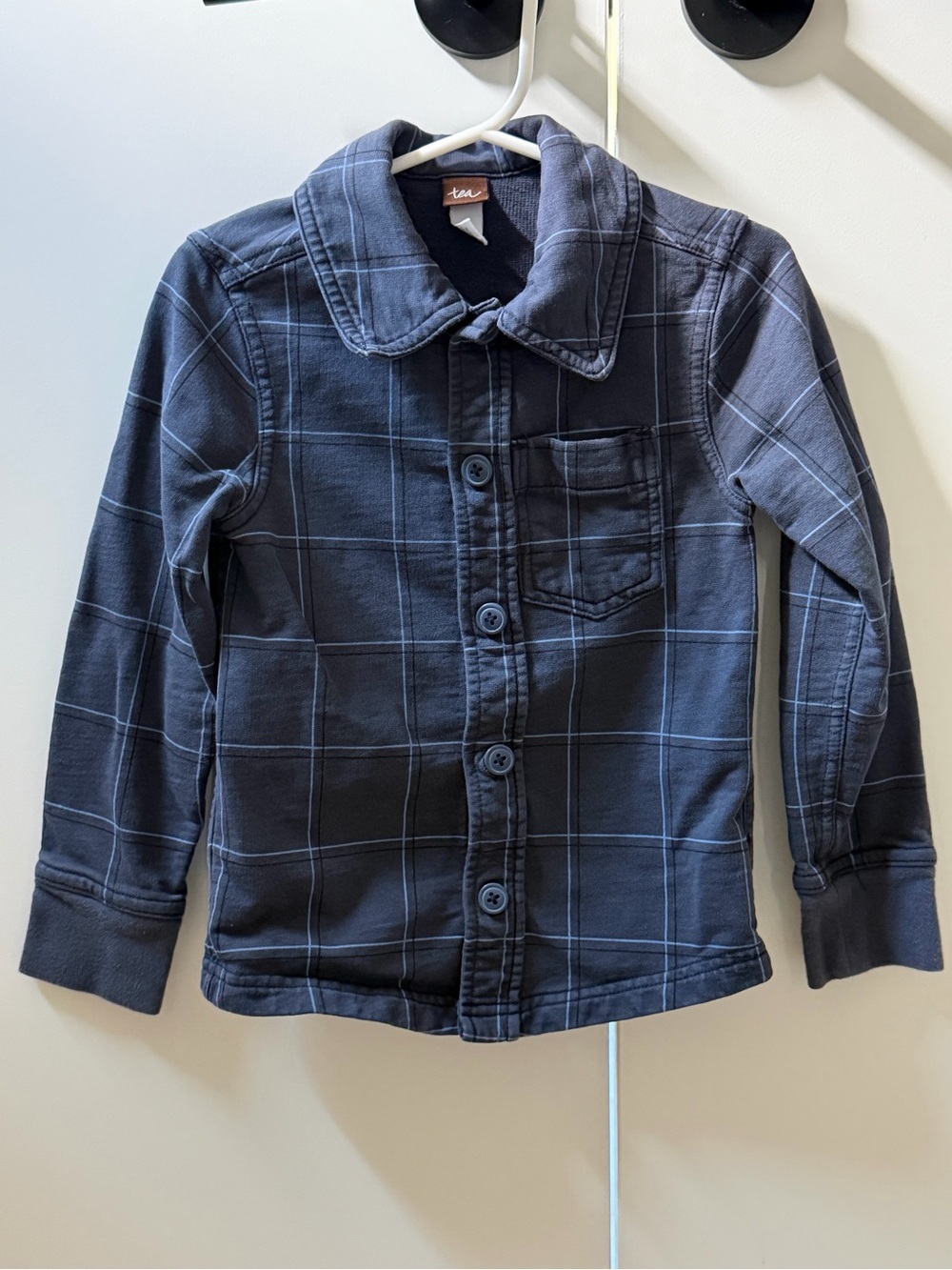 Tea Collection Navy Blue Plaid Button-Down Shirt